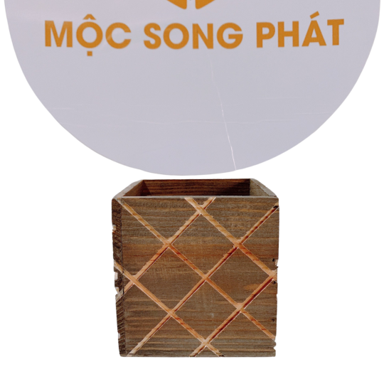 Hộp Vuông Xám Sọc Caro